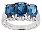 London Blue Topaz Rhodium Over Sterling Silver Ring 3.40ctw