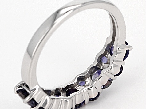 Purple Iolite Rhodium Over Sterling Silver Ring 1.16ctw