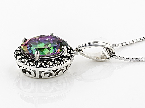 Green Mystic Topaz® Sterling Silver Pendant With Chain 3.85ct