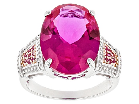 September Lab Created Pink Sapphire Silver Ring #92 
