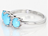 Blue Sleeping Beauty Turquoise Rhodium Over Sterling Silver Ring .08ctw