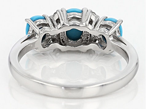 Blue Sleeping Beauty Turquoise Rhodium Over Sterling Silver Ring .08ctw