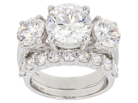Swarovski ® White Zirconia Rhodium Over Sterling Silver Ring With Band 12.98CTW - LXB016 - Vimarsana News