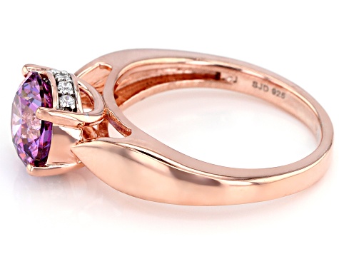 Purple & White Cubic Zirconia 18K Rose Gold Over Sterling Silver Ring 3.51ctw
