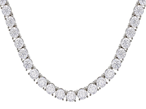 tennis sterling necklace silver zirconia swarovski platinum 50ctw jtv