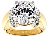 Heritage Cut White Cubic Zirconia 18k Yellow Gold Over Sterling Silver Ring 12.15ctw