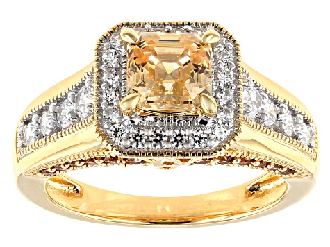 Imperial Mosaic Cut Amber,Caramel,and White Zirconia From Swarovski®18k Yellow Gold Over Silver Ring - LXB088 - Vimarsana News
