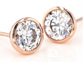 White Cubic Zirconia 18K Rose Gold Over Sterling Silver Stud Earrings 3.00ctw