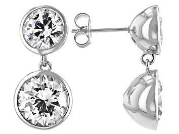 Picture of White Cubic Zirconia Rhodium Over Sterling Silver Dangle Earrings 8.89ctw