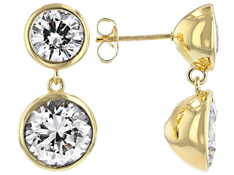 White Cubic Zirconia 18k Yellow Gold Over Sterling Silver