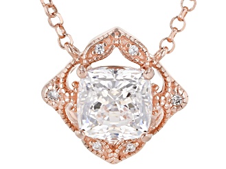 Anniversary Cut Cubic Zirconia From 18k Rose Gold Over Sterling Silver Necklace 1.97ctw