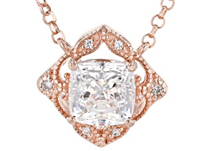 Anniversary Cut Cubic Zirconia From 18k Rose Gold Over Sterling Silver Necklace 1.97ctw