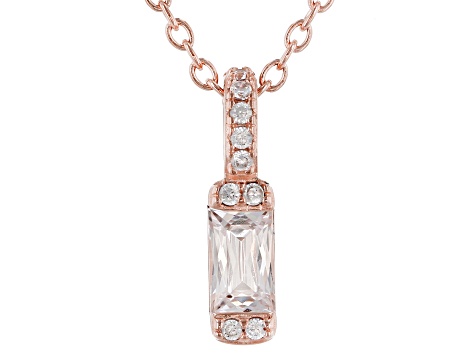 White Cubic Zirconia From 18k Rose Gold Over Sterling Silver Pendant With Chain 0.48tw