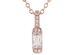 White Cubic Zirconia From 18k Rose Gold Over Sterling Silver Pendant With Chain 0.48tw
