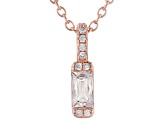 White Cubic Zirconia From 18k Rose Gold Over Sterling Silver Pendant With Chain 0.48tw