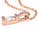 White Cubic Zirconia From 18k Rose Gold Over Sterling Silver Pendant With Chain 0.48tw