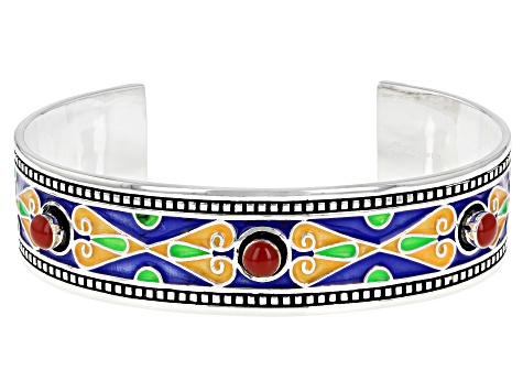 Enamel Sterling Silver Cuff Bracelet