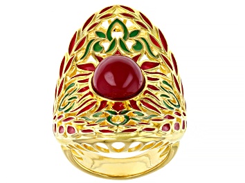 Picture of Multi-Color Enamel 18k Gold Over Silver Ring