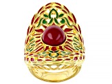 Multi-Color Enamel 18k Gold Over Silver Ring