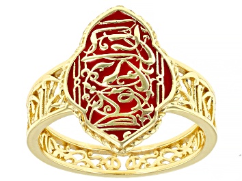 Picture of Red Enamel 18k Yellow Gold Over Sterling Silver Ring