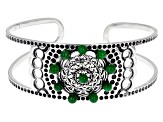 Green Jadeite Sterling Silver Cuff Bracelet 0.40ctw