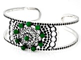 Green Jadeite Sterling Silver Cuff Bracelet 0.40ctw