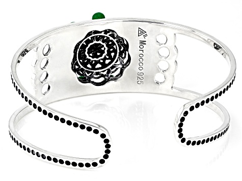 Green Jadeite Sterling Silver Cuff Bracelet 0.40ctw