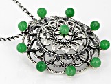 Green Jadeite Sterling Pendant With Chain 0.40ctw