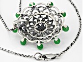 Green Jadeite Sterling Pendant With Chain 0.40ctw