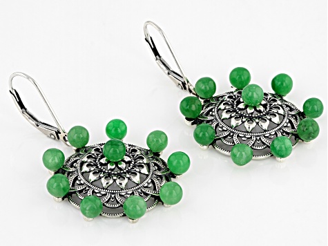 Green Jadeite Sterling Silver Earrings 0.40ctw
