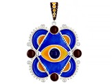 Multi-Color Enamel With Blue Lapis Sterling Silver Evil Eye Enhancer