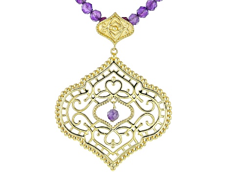 Amethyst 18k Yellow Gold Over Sterling Silver Necklace 0.40ctw