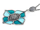 Green and Blue Enamel Sterling Silver Pendant Enhancer With Chain