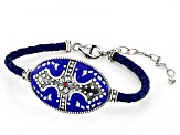 Blue Enamel Desert Rose Sterling Silver Bracelet