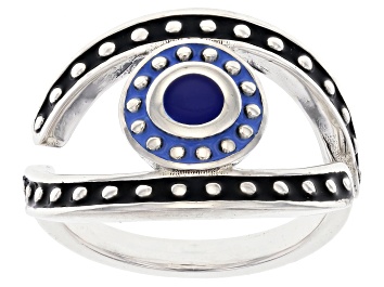Picture of Multi Color Enamel Sterling Silver Evil Eye Ring