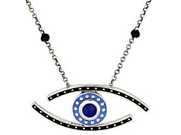Picture of Multi Color Enamel Sterling Silver Evil Eye Necklace