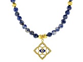 Enamel, Blue Jasper, Hematine 18k Yellow Gold Over Sterling Silver Evil Eye Necklace