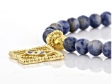 Enamel, Blue Jasper, Hematine 18k Yellow Gold Over Sterling Silver Evil Eye Necklace