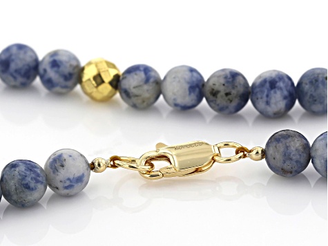 Enamel, Blue Jasper, Hematine 18k Yellow Gold Over Sterling Silver Evil Eye Necklace