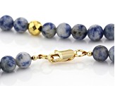 Enamel, Blue Jasper, Hematine 18k Yellow Gold Over Sterling Silver Evil Eye Necklace