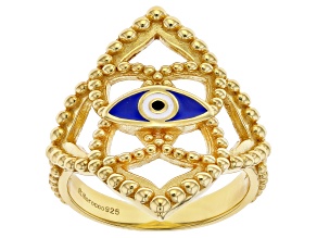 Multi Color Enamel 18k Gold Over Sterling Silver Evil Eye Ring