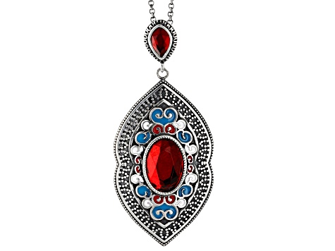 Quartz and Enamel Sterling Silver Enhancer With Chain 0.55ct