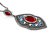 Quartz and Enamel Sterling Silver Enhancer With Chain 0.55ct