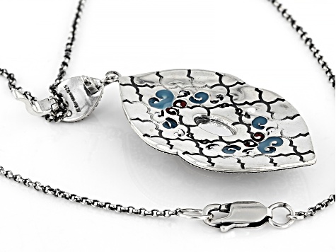 Quartz and Enamel Sterling Silver Enhancer With Chain 0.55ct