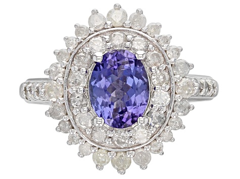 Blue tanzanite rhodium over sterling silver ring 2.25ctw