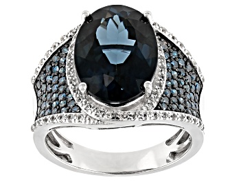 Picture of London blue topaz rhodium over silver ring 7.20ctw