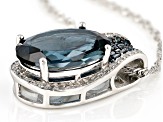 London Blue Topaz Rhodium Over Silver Pendant With Chain 6.63ctw