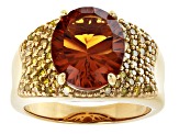 Orange madeira citrine 18k yellow gold over silver ring 4.24ctw