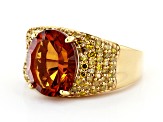 Orange madeira citrine 18k yellow gold over silver ring 4.24ctw