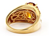 Orange madeira citrine 18k yellow gold over silver ring 4.24ctw